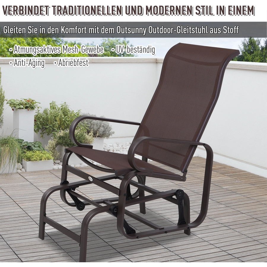 Outsunny Schaukelstuhl mit Ergonomischer Form braun