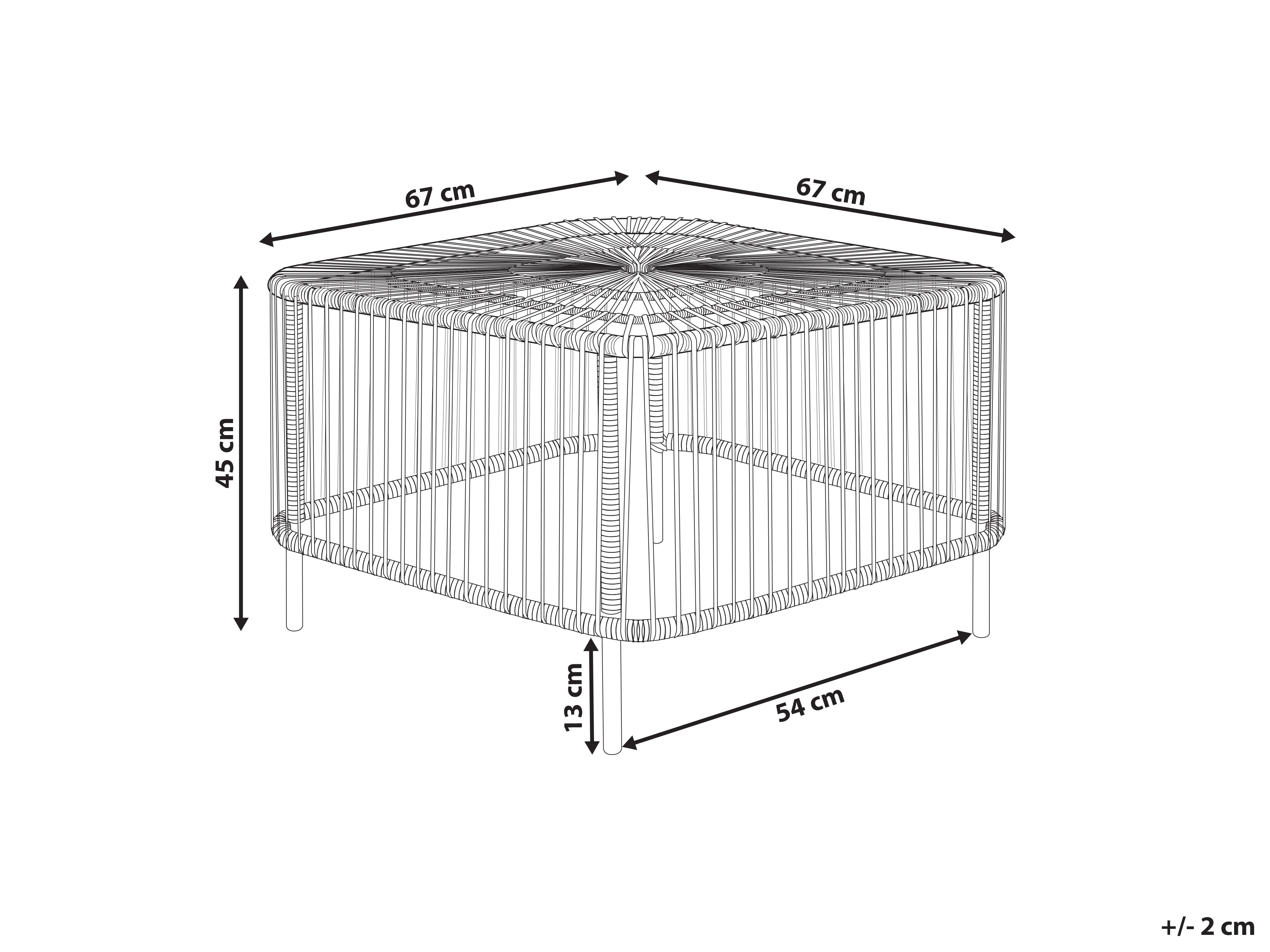 Tuin salontafel CESENATICO 67 cm 67 cm Rotan Natuurlijk