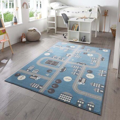 Vloerkleed Kids Town - Blauw