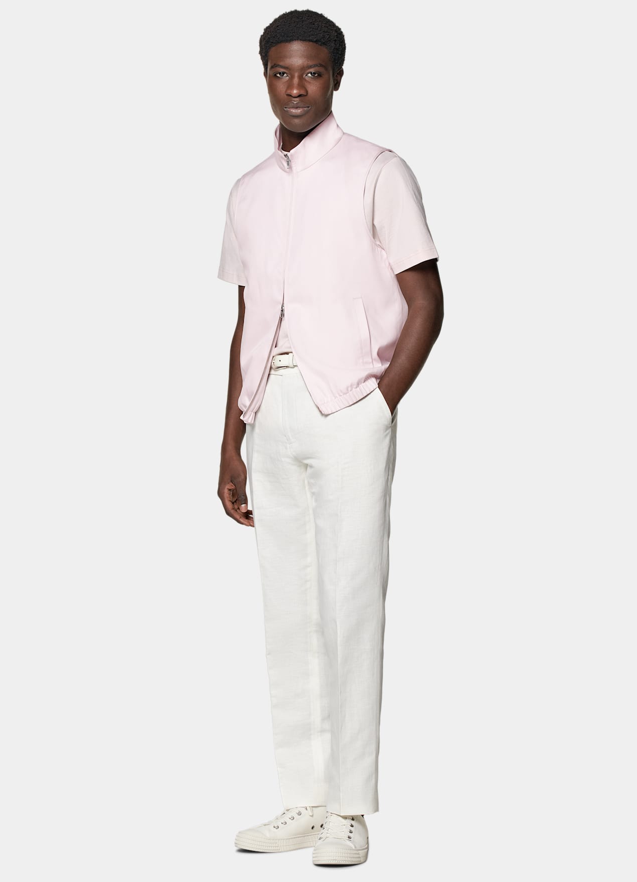 Veste sans manches zippée rose clair