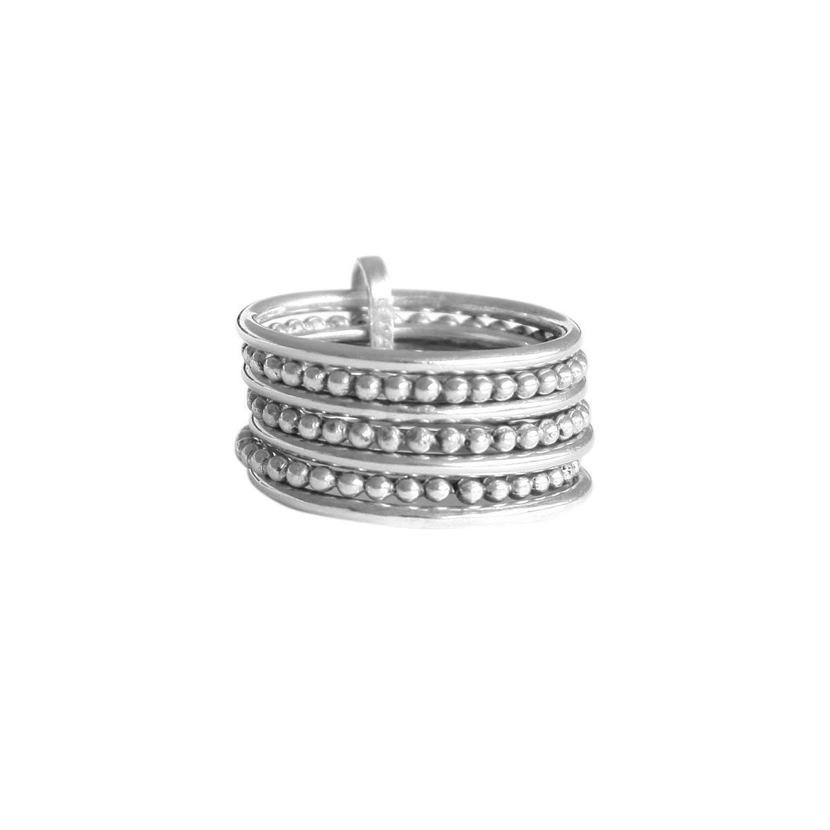 Bague semainier en argent ligne et perles