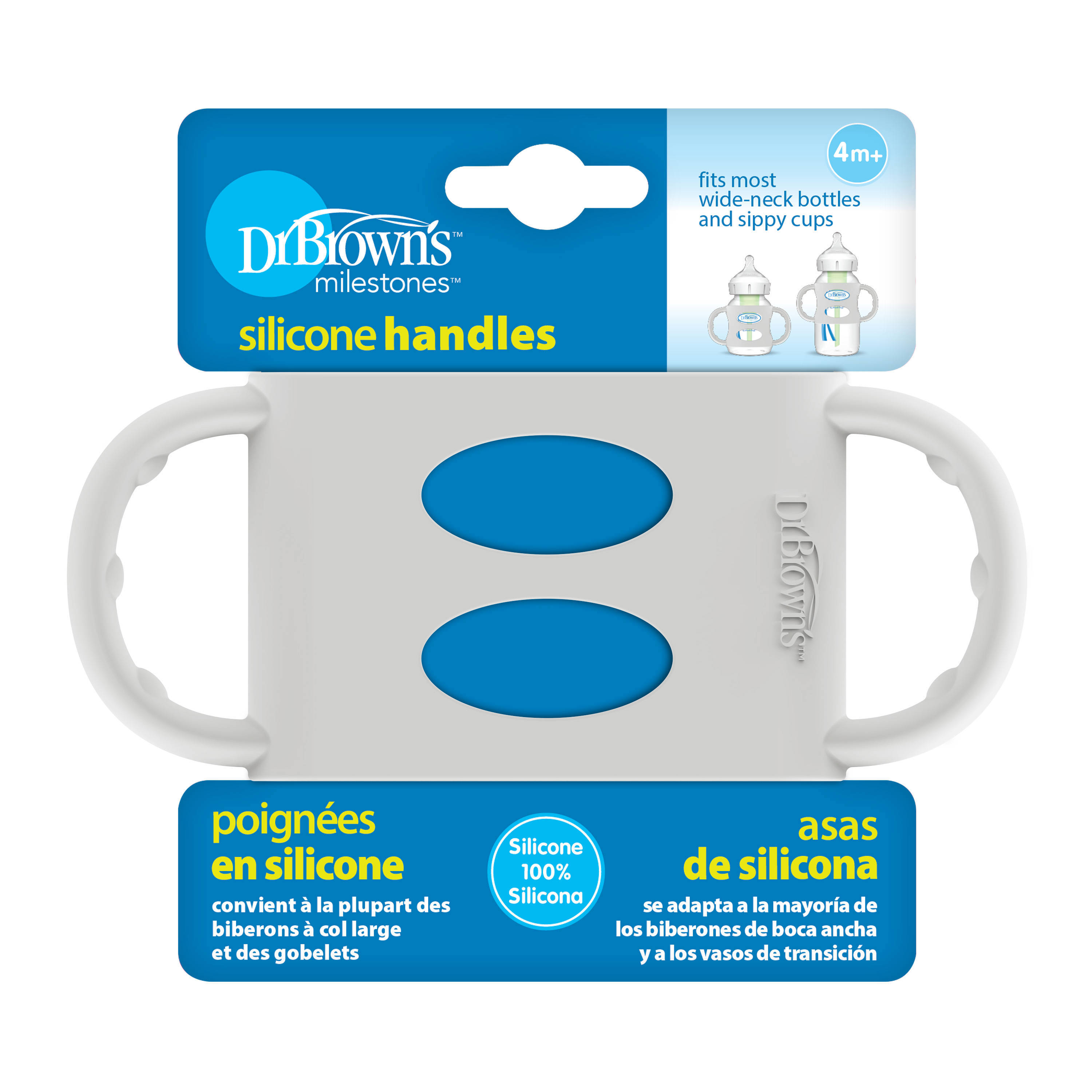 Dr. Brown's Siliconen handles brede halsfles grijs