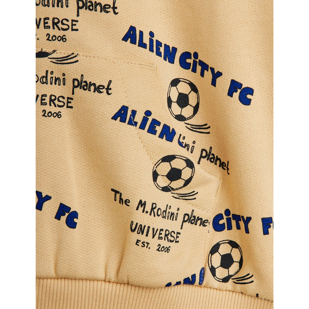 Køb Mini Rodini Beige Alien City Fc AOP Zip Hættetrøje