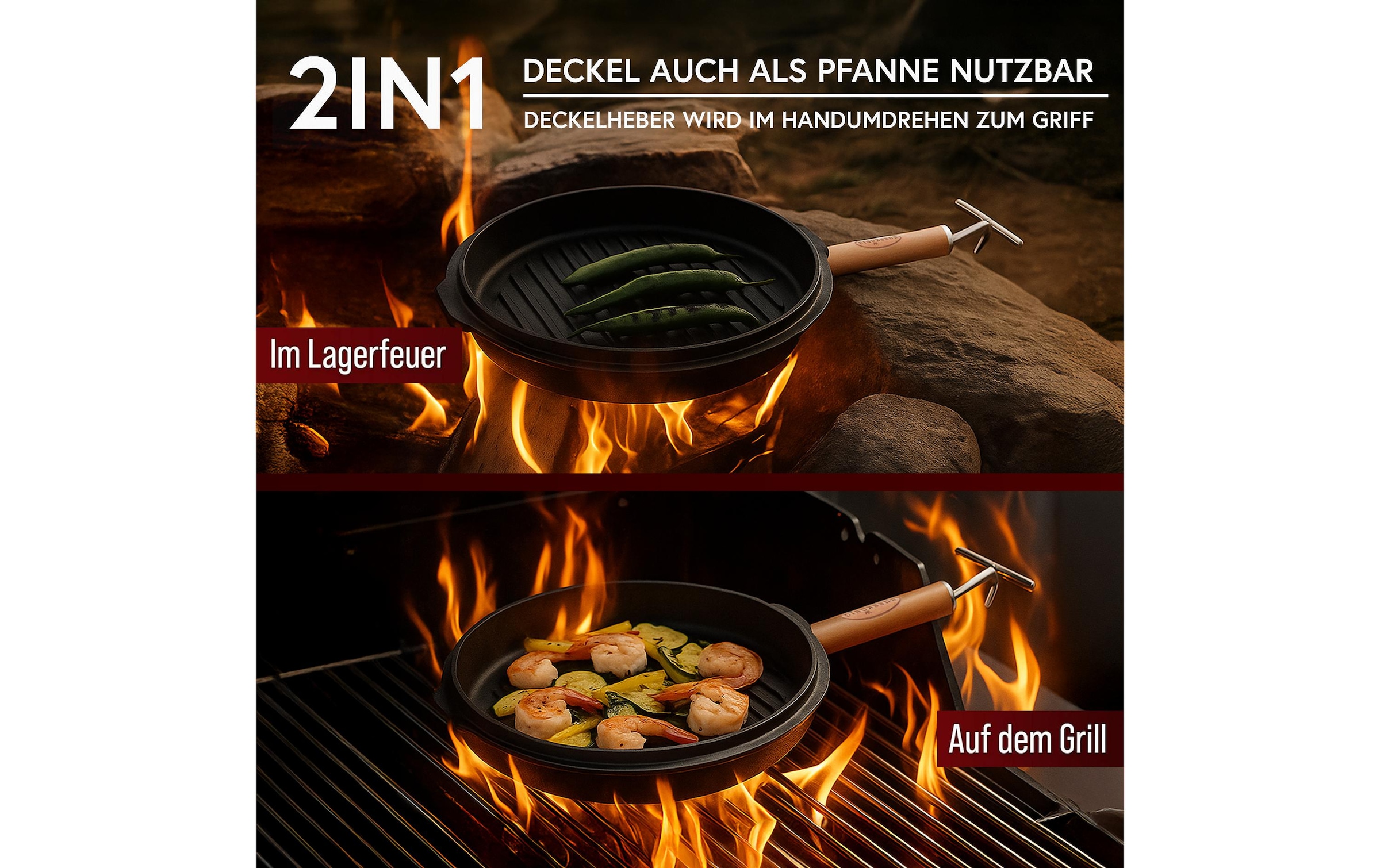 Grilltopf »Gusskoenig Dutch Oven Set 9 l mit Heber, Bürste, Untersetzer« Gusseisen