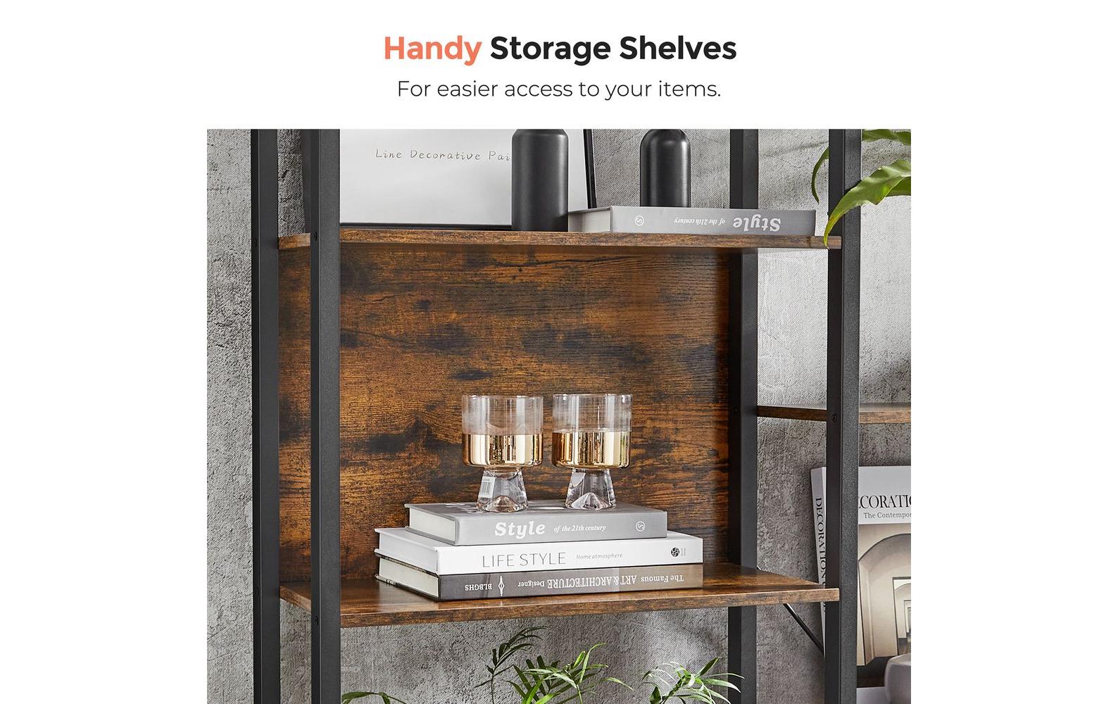 Regal 158 cm x 166 cm, Nature/Schwarz<br>Leiterregal