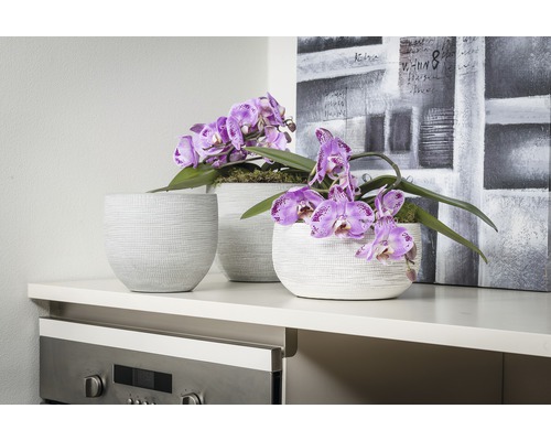 Le Havre keramische bloempot, Ø 19 cm, H 13 cm, wit/grijs