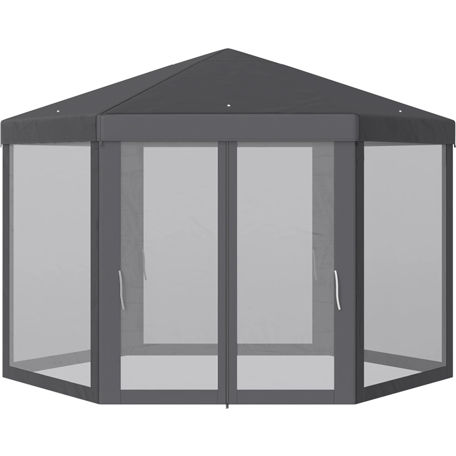 Outsunny Pavillon in sechseckiger Form grau