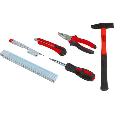 Sac avec kit d'outils 7 pièces, noir/rouge