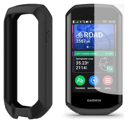 Lot de 2 écrans de protection hydrogel et Housse de protection silicone pour Garmin Edge 1050