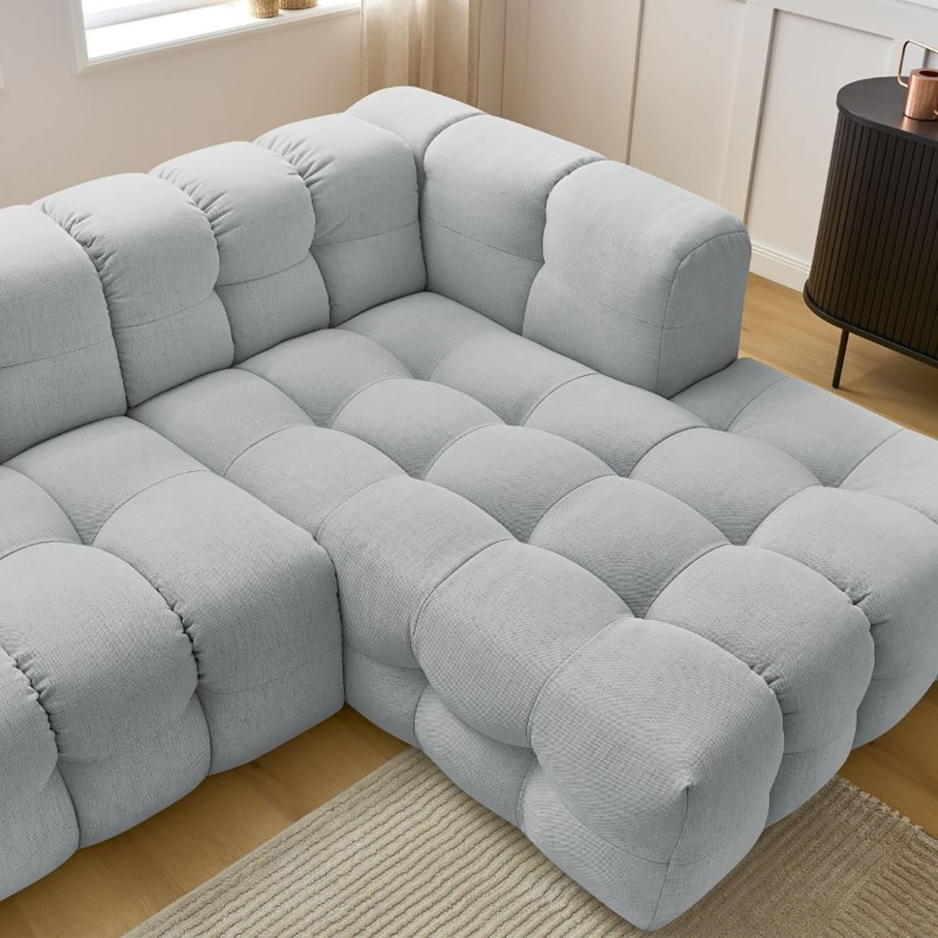 Bobochic Canapé d'angle droit cloud gris clair - 288x184x75 cm