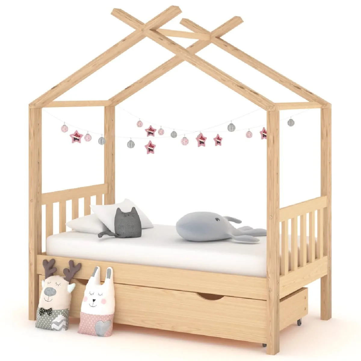 vidaXL Cadre de Lit Enfant Maison Boisée