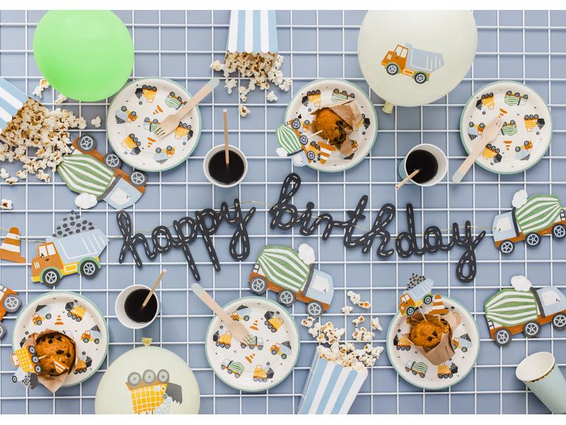 Partydeco Kuchen-Topper Baufahrzeuge 1 Stück, Mehrfarbig Muffin-Dekoration