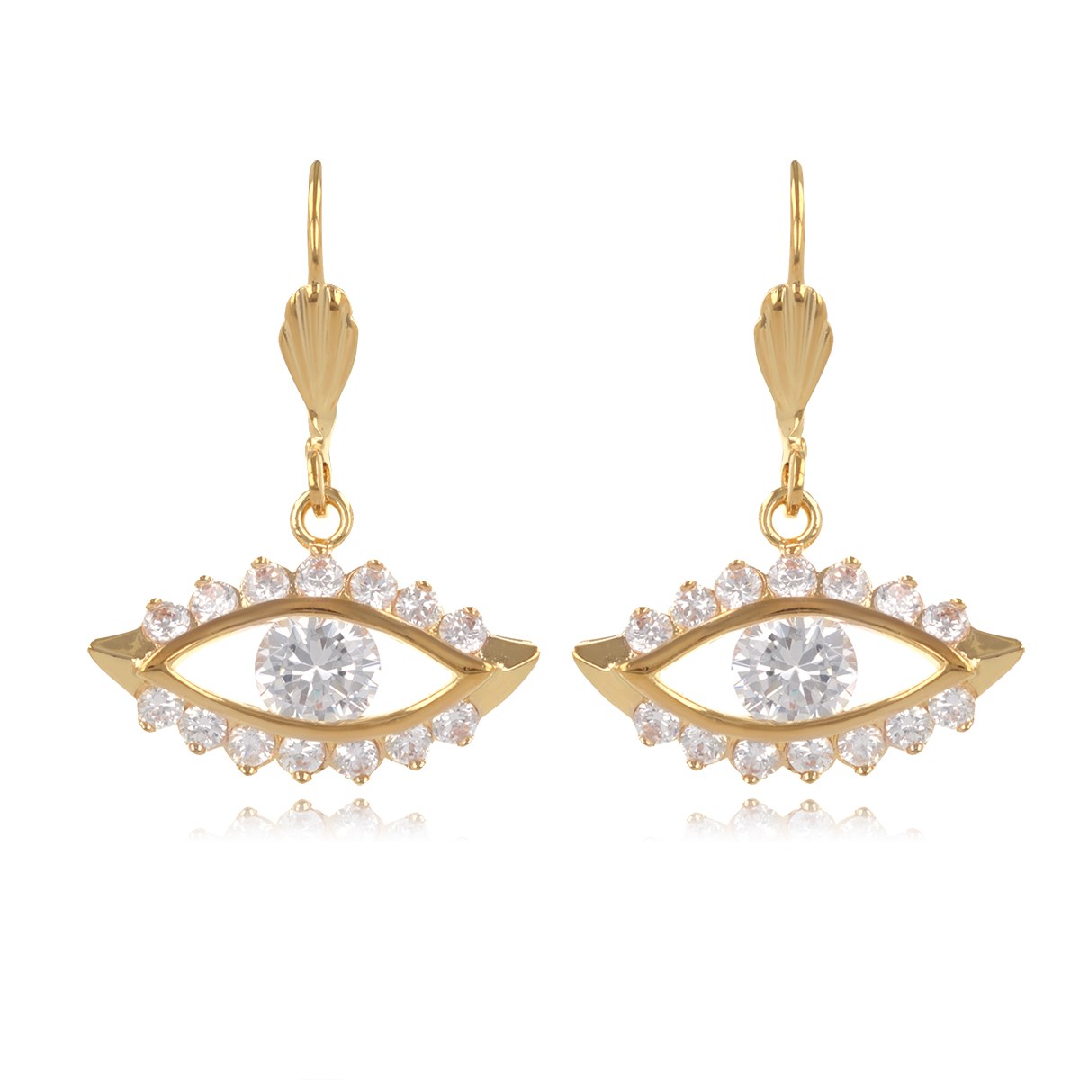 Boucles d'oreille plaqué oeil de cubic zirconia