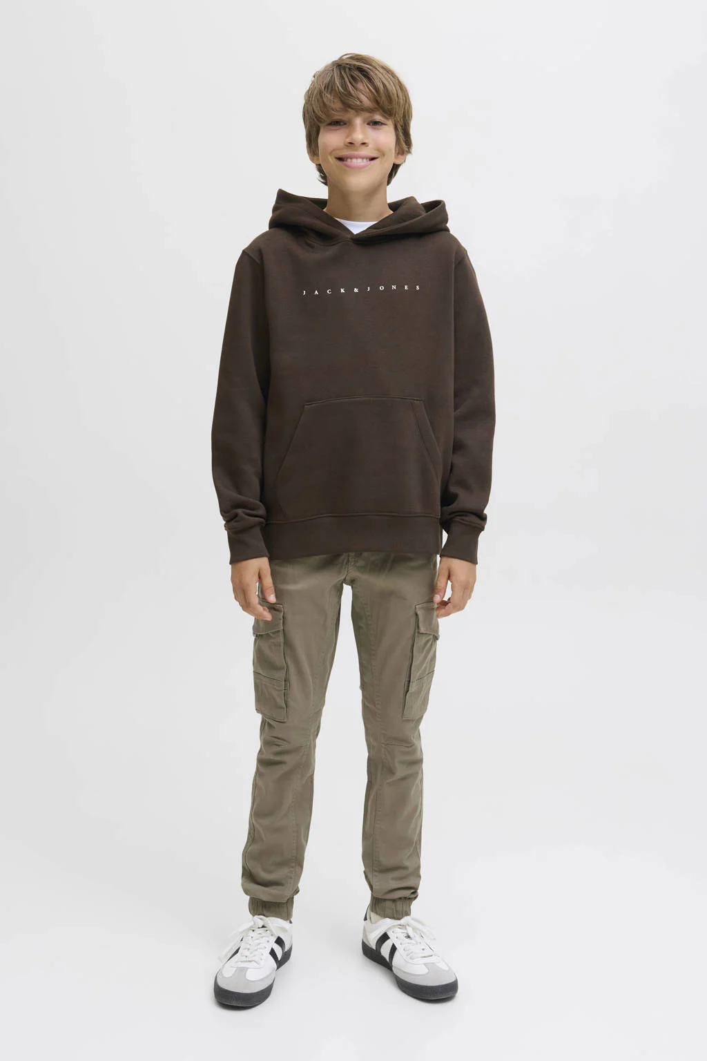 JACK & JONES JUNIOR hoodie donkerbruin