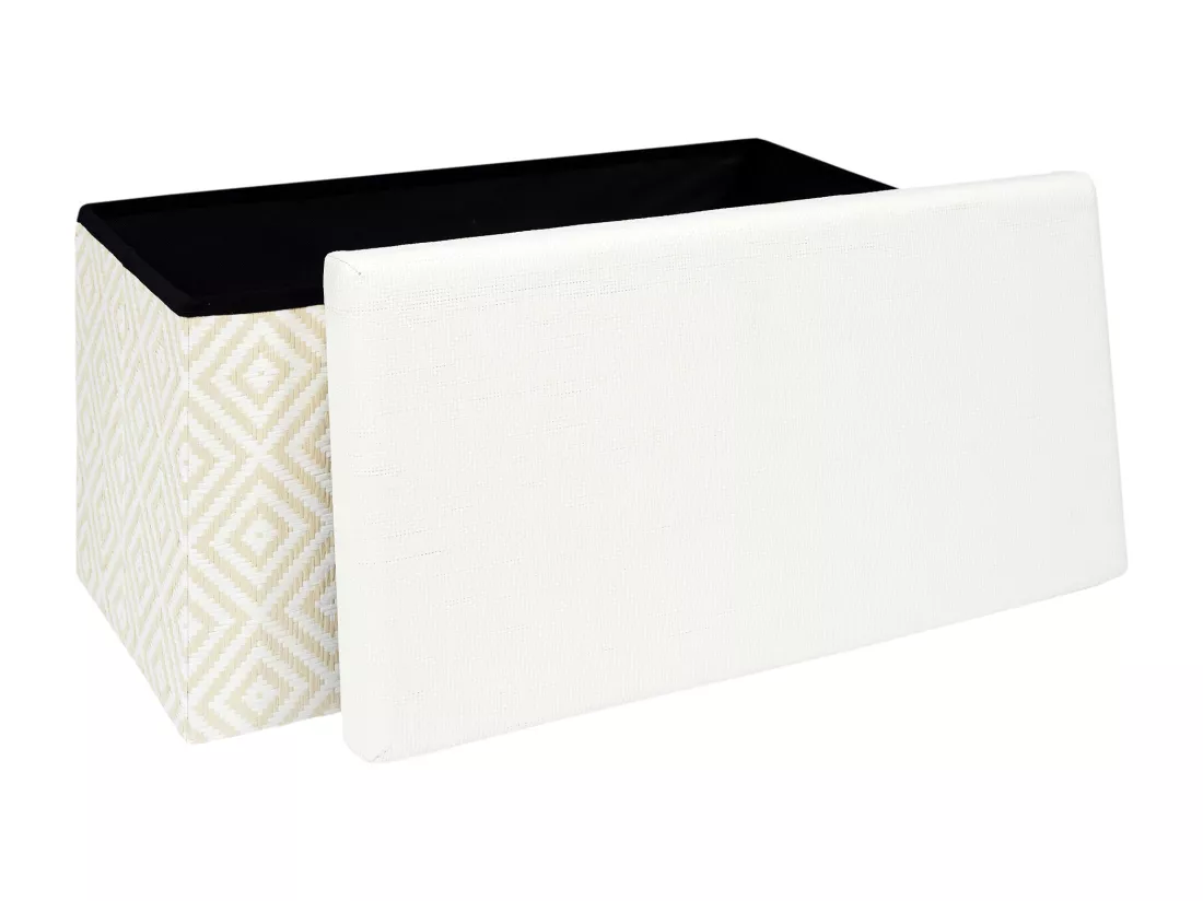 Coffre Banc Pliable Tresse Blanc
