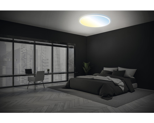 LED-plafondlamp, dimbaar, 31W, 3500 lm, 2700-6500 K CCT, Ø 48 cm, slank, wit, met afstandsbediening, nachtlampfunctie en geheugenfunctie.