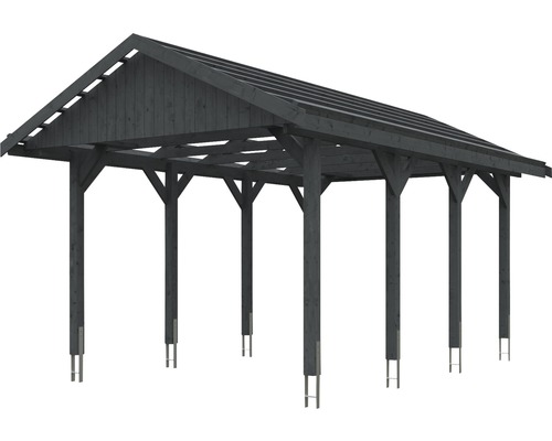 SKAN HOLZ Wallgau enkele carport inclusief daklatten en H-paalankers, 380 x 600 cm, grijs