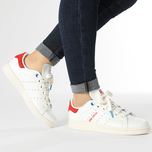 Baskets Femme Stan Smith ID4542 Cloud White Red Bright Blue
