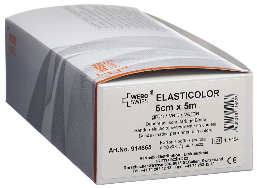 WERO SWISS Elasticolor Elastische Binde<br>10 Stück, 5mx6cm, grün