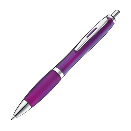Macma Kugelschreiber transparent mit Metallclip, lila, 25 Stück