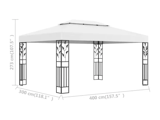 Tonnelle avec double toit 3x4 m Blanc