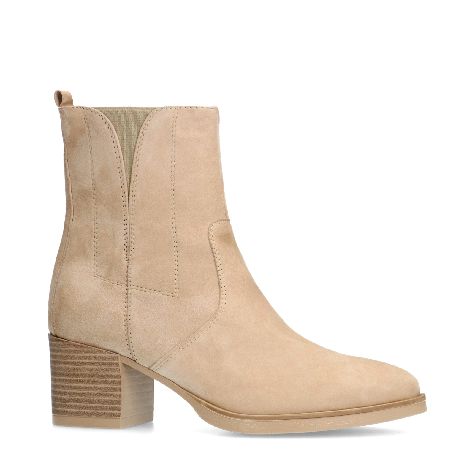 Beige suède enkellaarsjes met hak