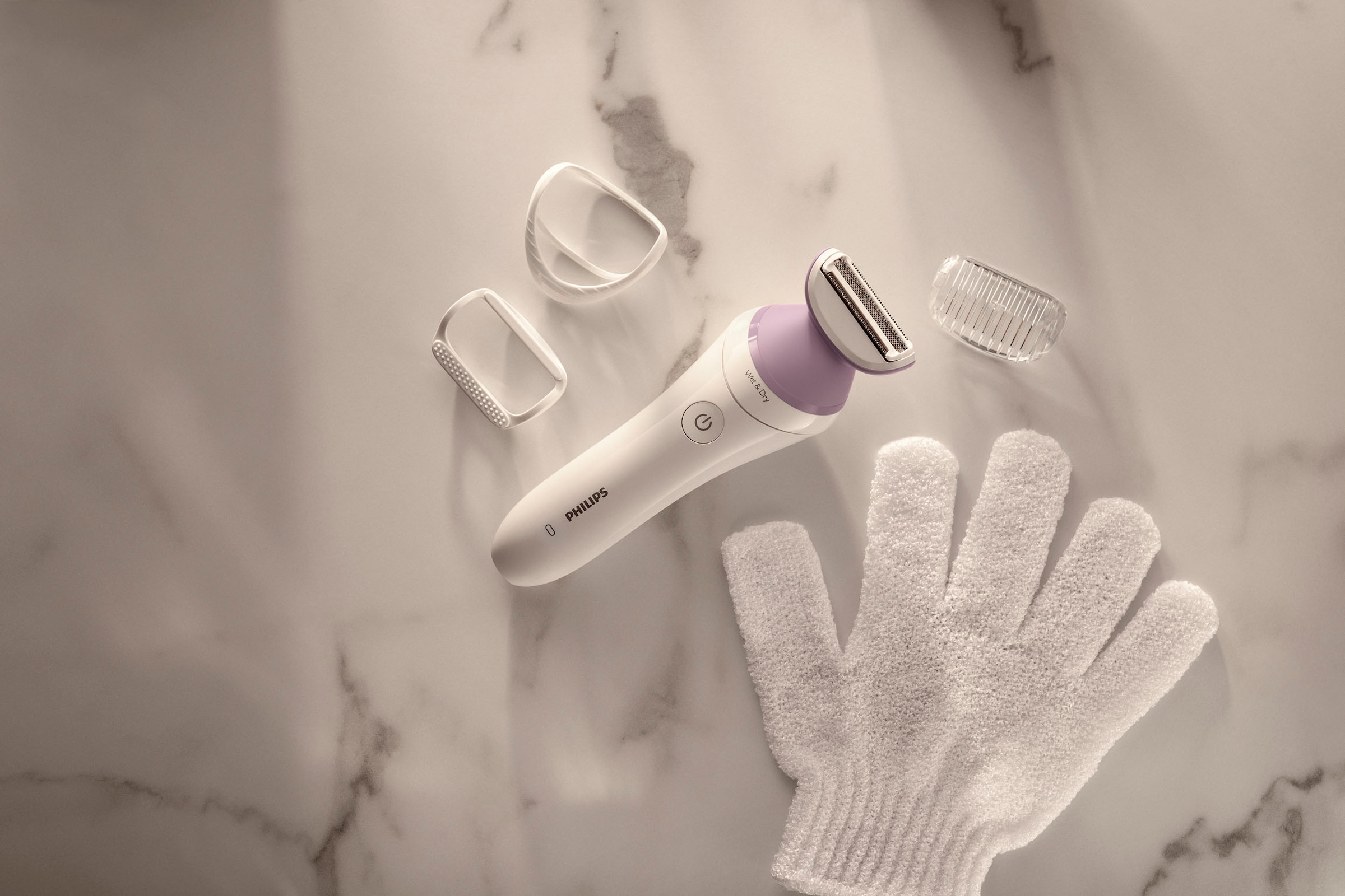 Philips Elektrokörperrasierer »SatinShave Prestige Series 6000 BRL136/00« 3 Stk. Aufsätze nass oder trocken, inkl. Handschuh