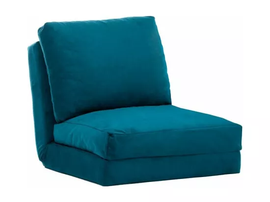 Fauteuil convertible multipositions velours Talya-Couleur Bleu canard-1 place fauteuil