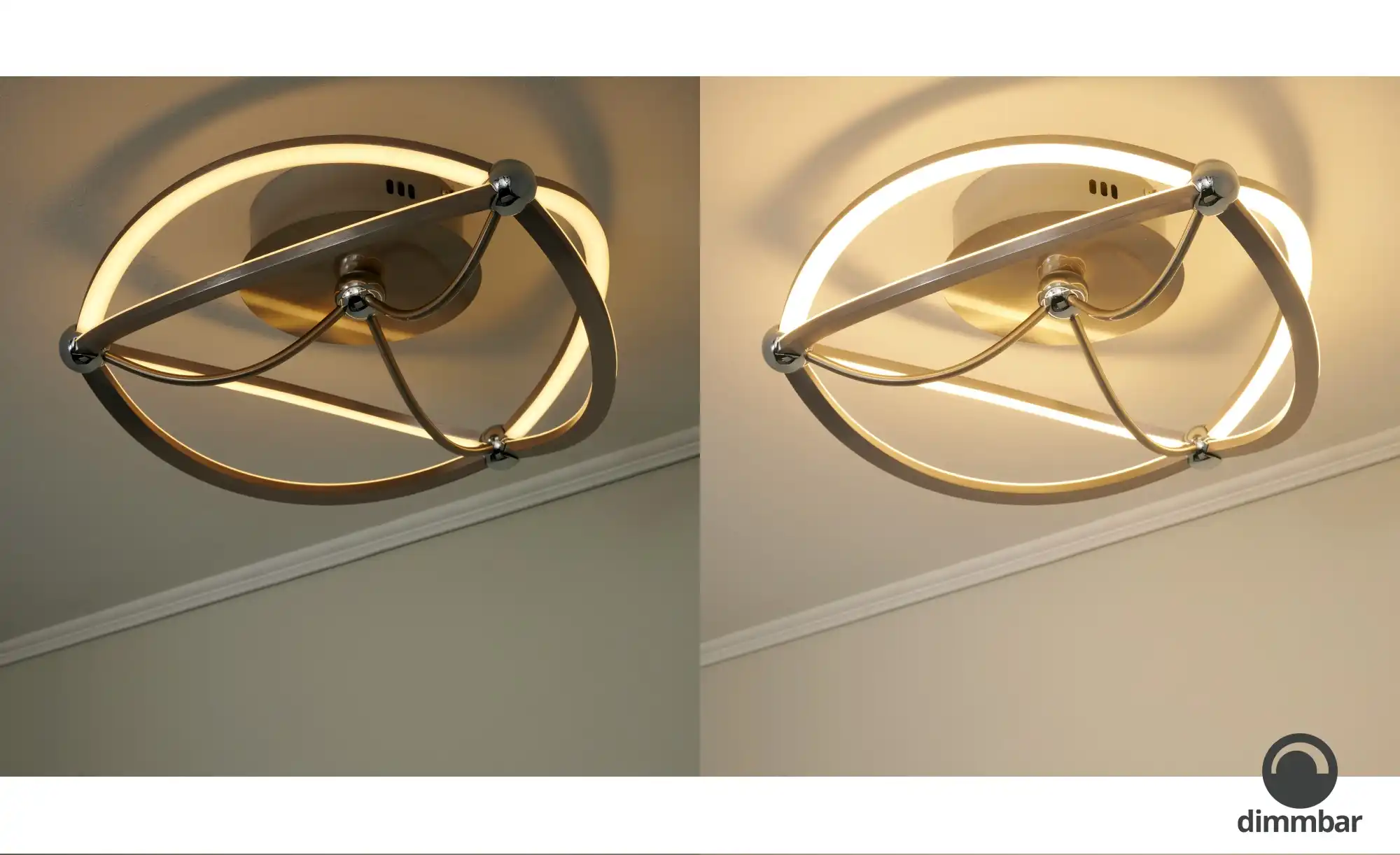 Trio LED-Deckenleuchte, Nickel-matt, geschwungen