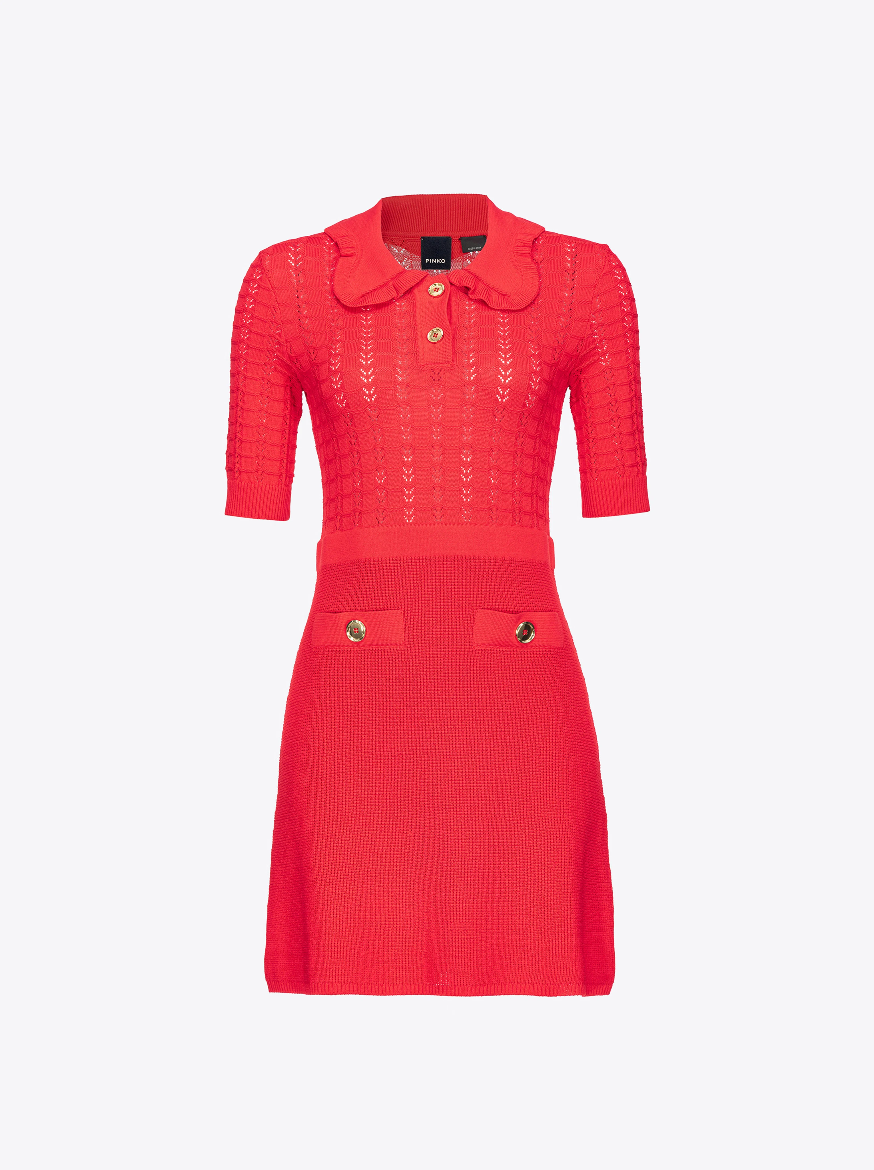Mini-robe au point déventail | Rouge