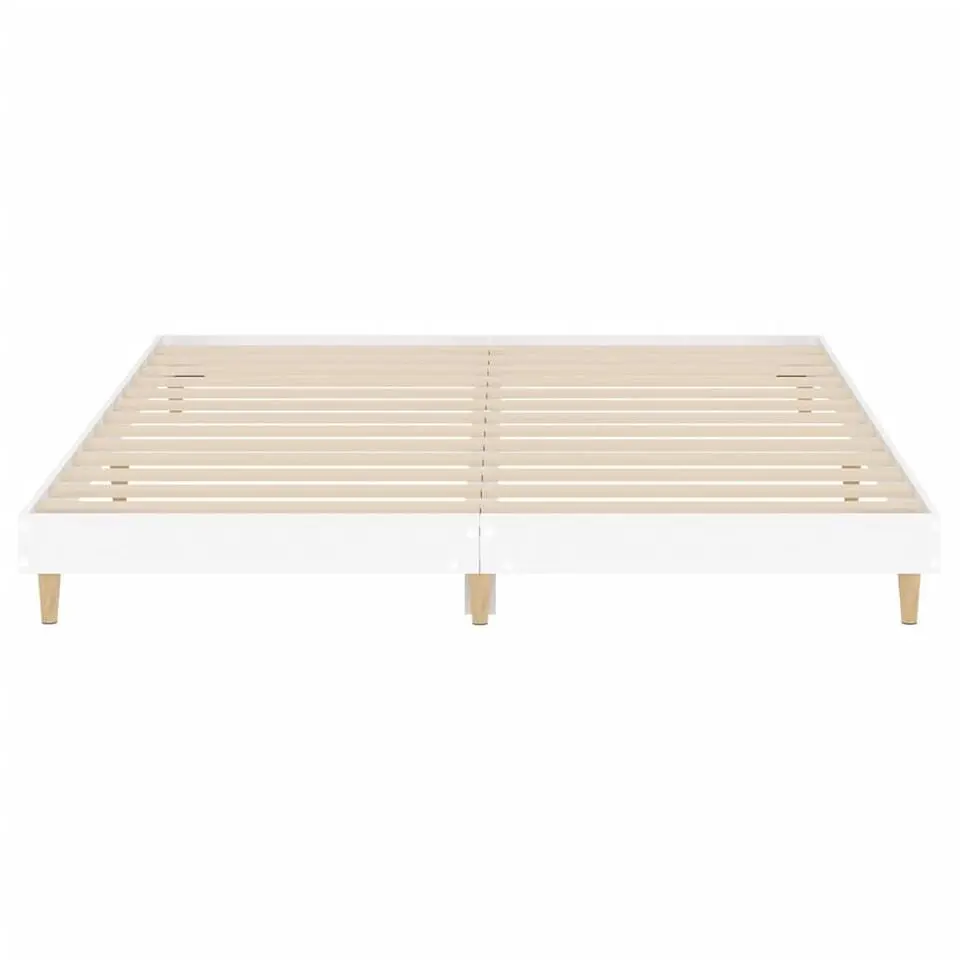 vidaXL - Hout bed frame met lattenbodem - Wit - 140x200 cm