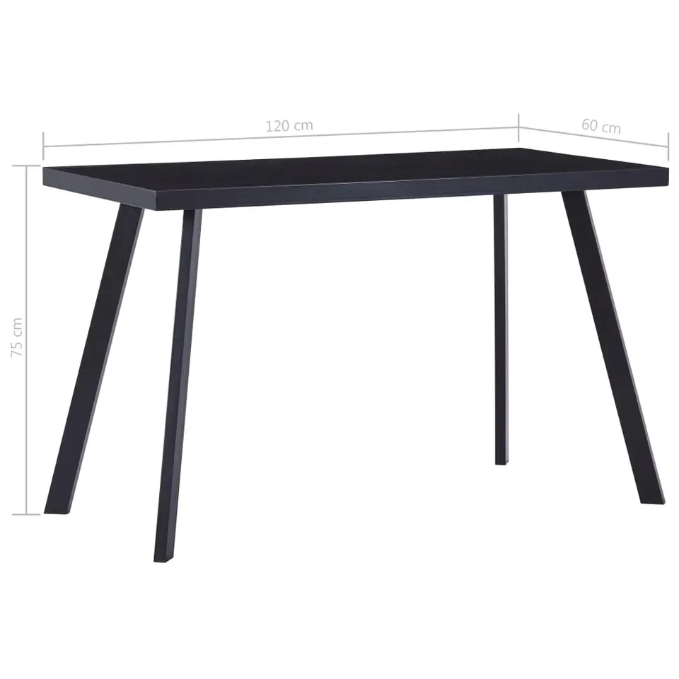 vidaXL - Eettafel - Zwart - Glas - 120 x 60 x 75 cm