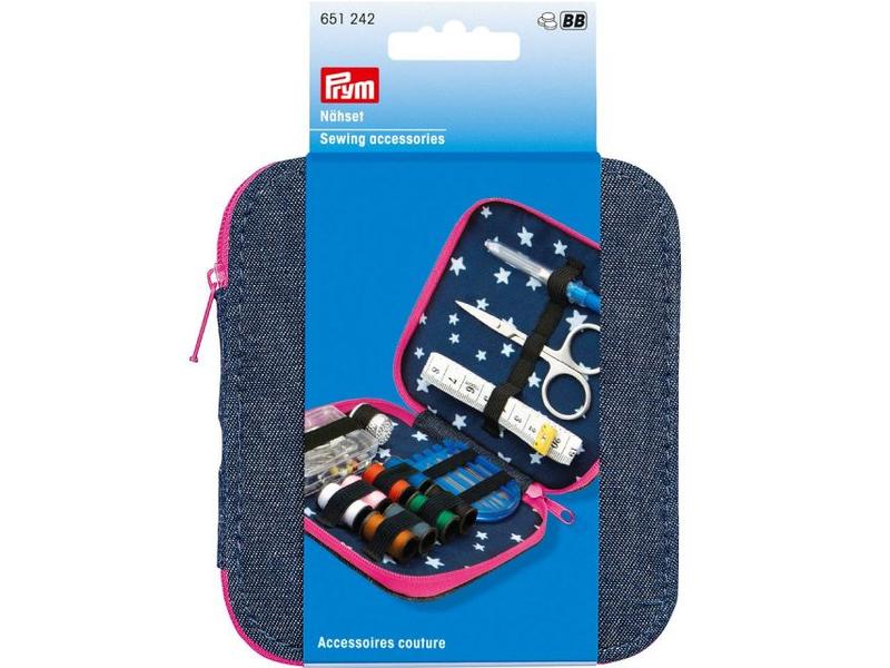 Prym Nähset Travel Box Jeansblau/ Pink Praktisches Nähset für die Reise