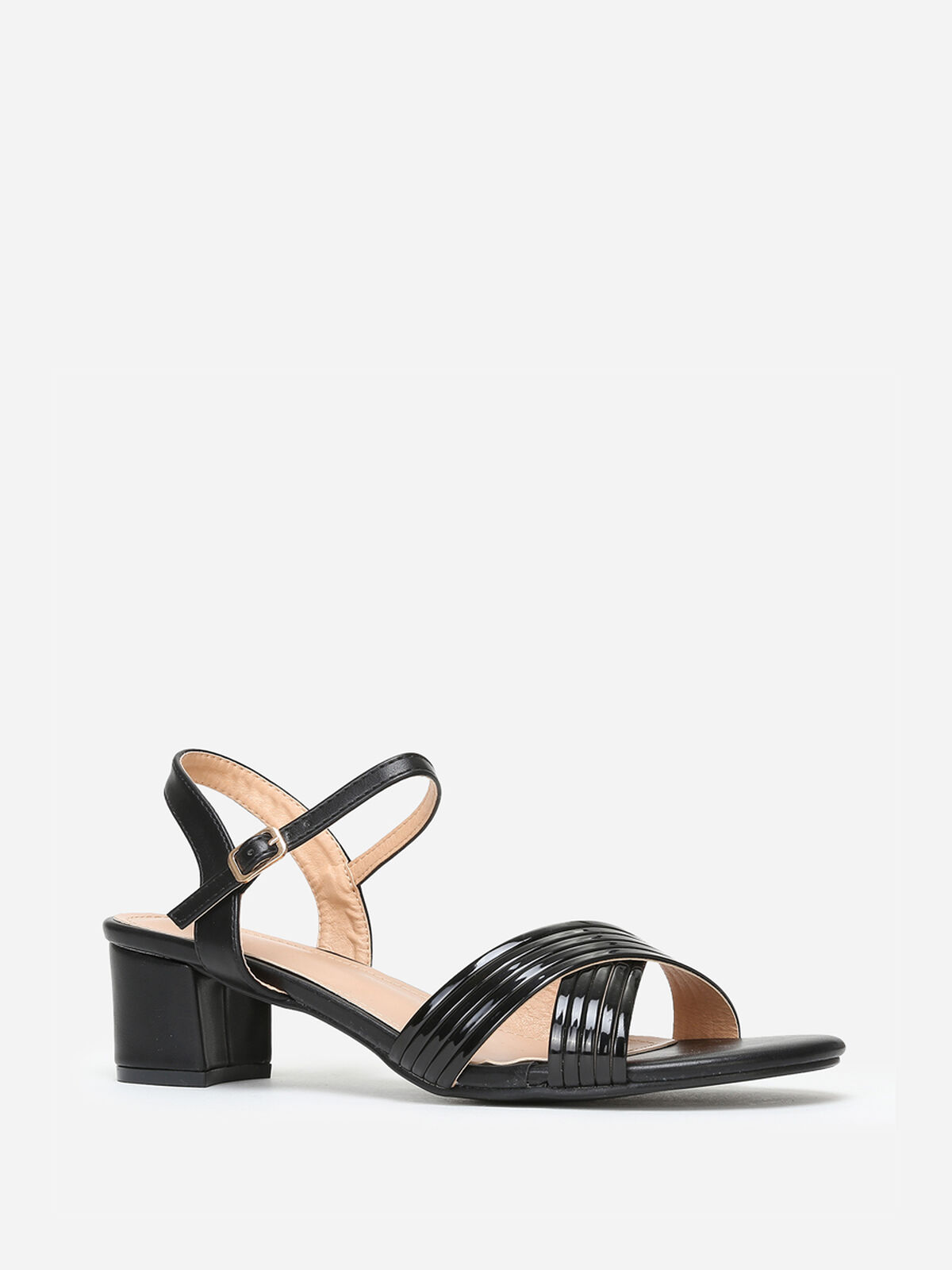 Sandales vernies croisées grandes tailles- Noir