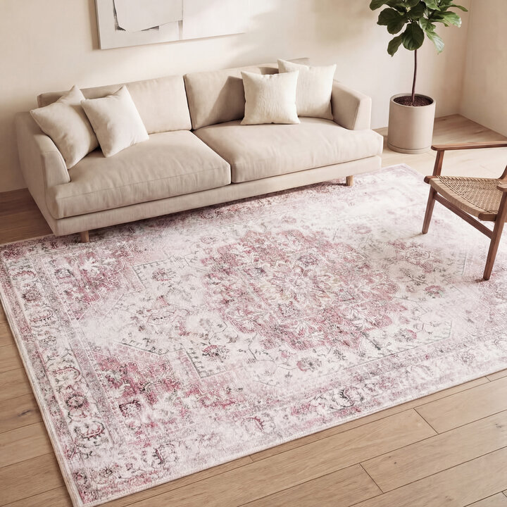 Vintage vloerkleed - Lago Rood/Roze | Hoge kwaliteit