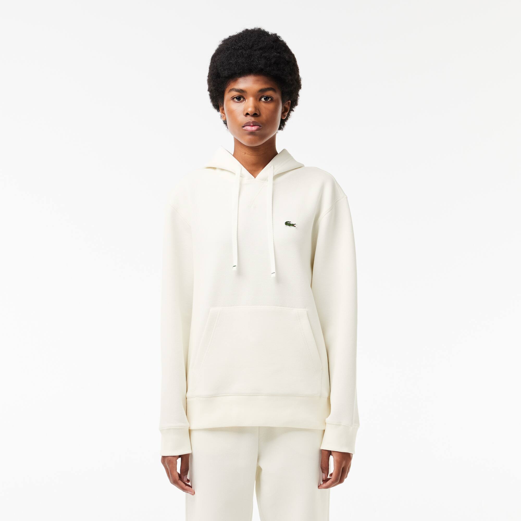 Sweatshirt à capuche relaxed fit piqué double-face Sweatshirts - Blanc - Lacoste - Femme