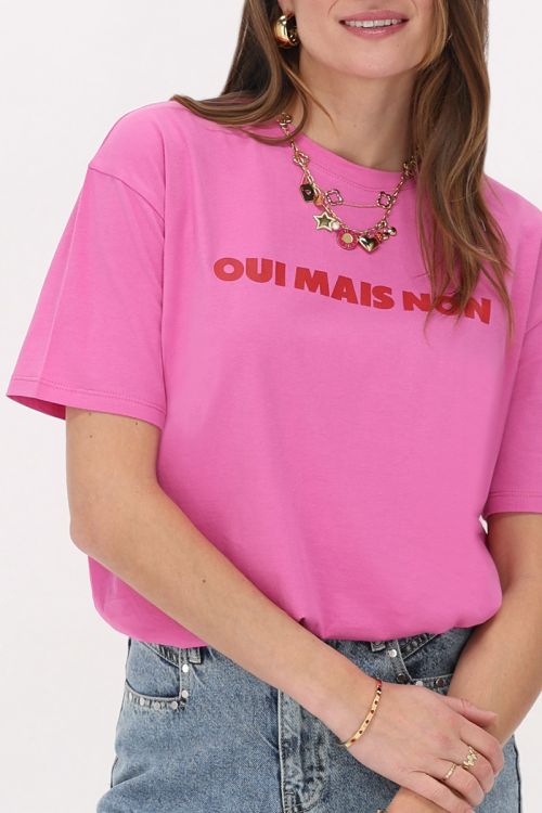 Roze T-shirt met rode 