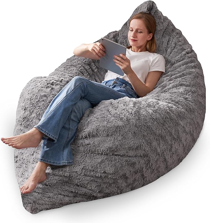 HABUTWAY 3 in 1 Bean Bag Chair, Memory Foam Bean Bag Chair, Convertible Bean Bag Chair with Machine Washable Cover, Giant Bean Bag Chairs for Adult