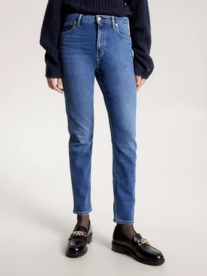 Calça jeans slim de cintura alta