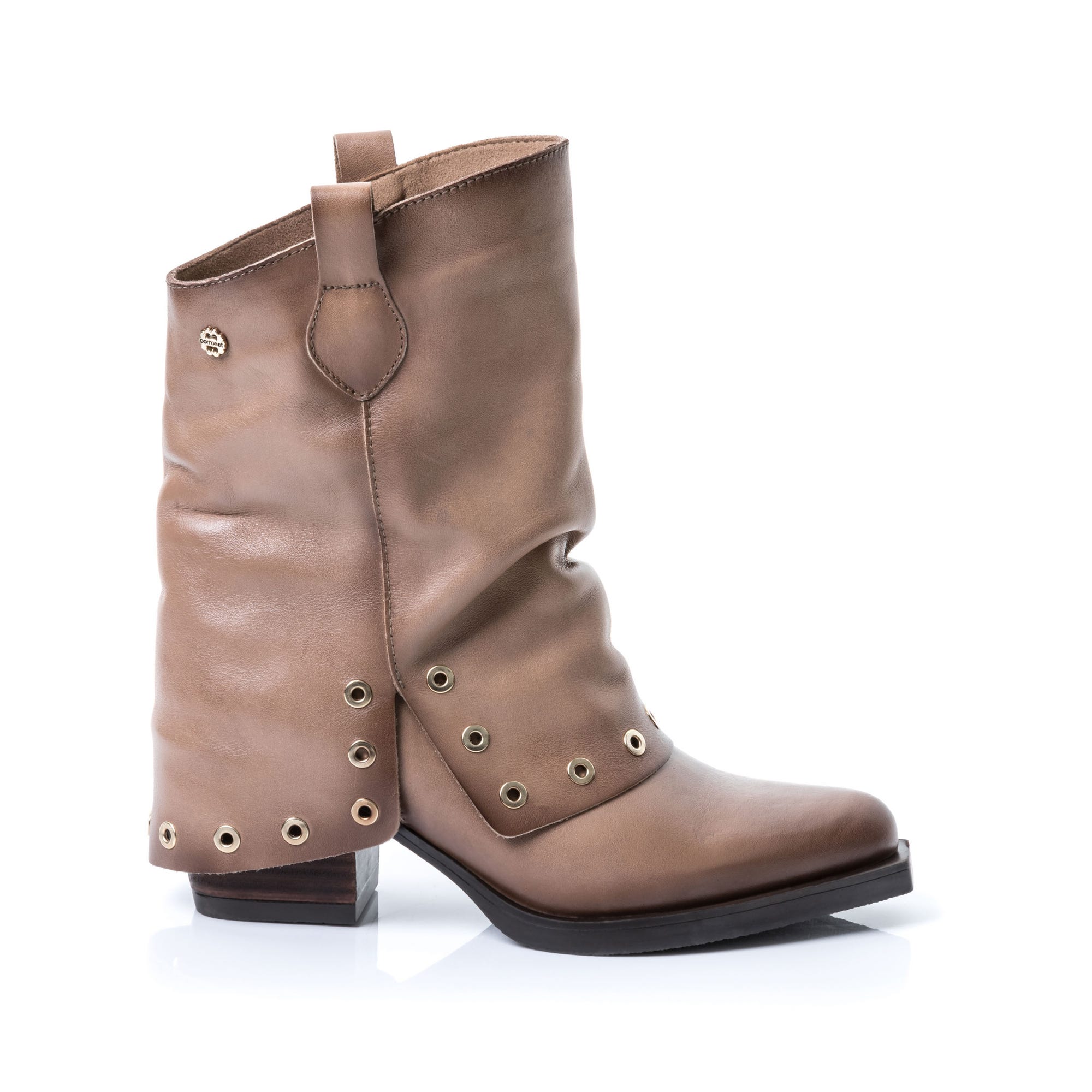 Santiags à talon Femme en cuir beige
