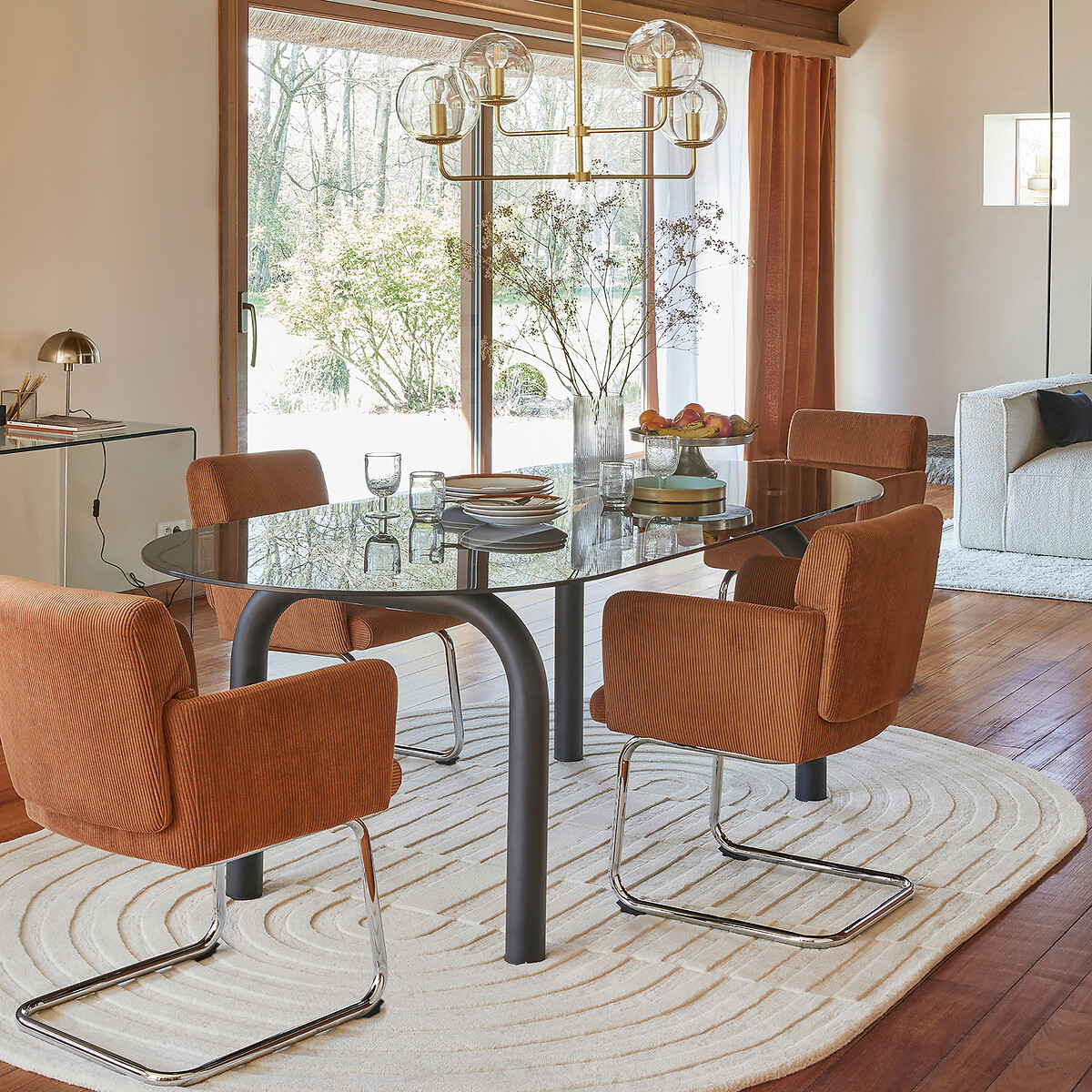 LA REDOUTE INTERIEURS<br>Mesa em aço e vidro fumê, Polly