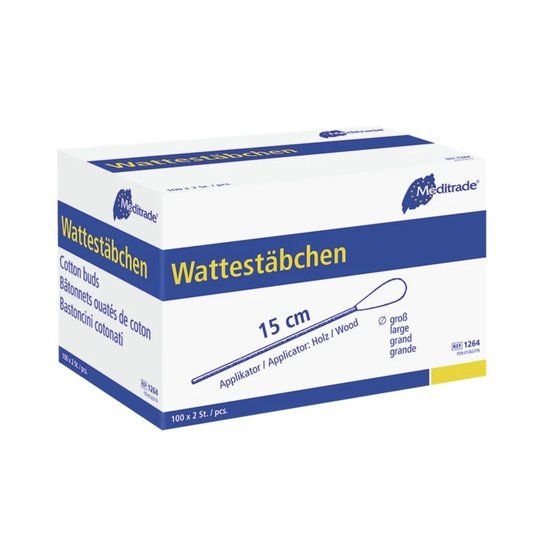 Meditrade Wattestäbchen Steril Großer Wattekopf