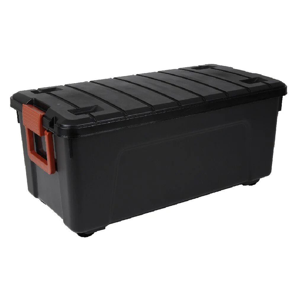 Box de rangement brico 4 roulettes fermeture à clips 75L