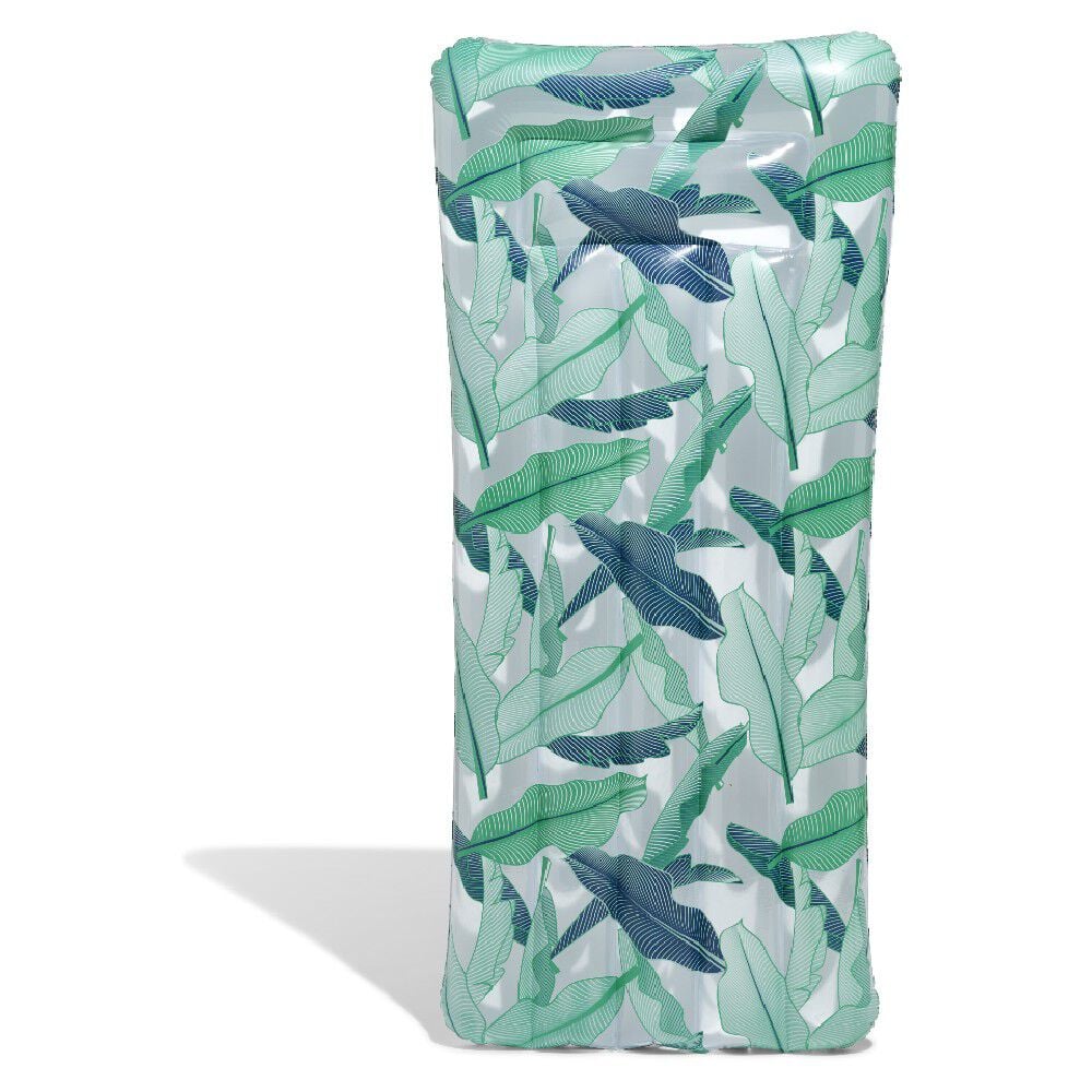 Matelas gonflable piscine motif tropical feuillage vert