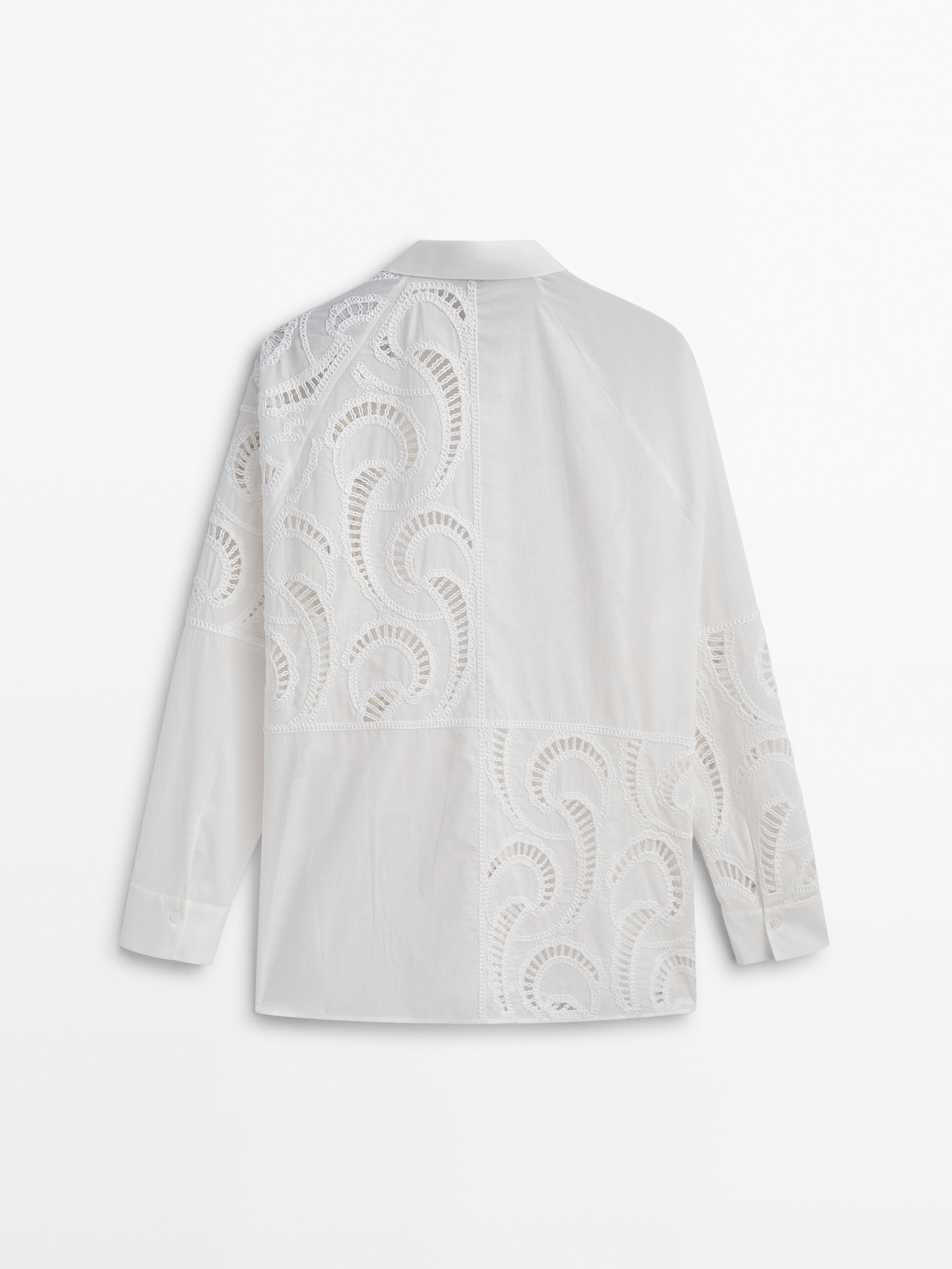 Camisa com detalhe em crochê de algodão - BRANCA
