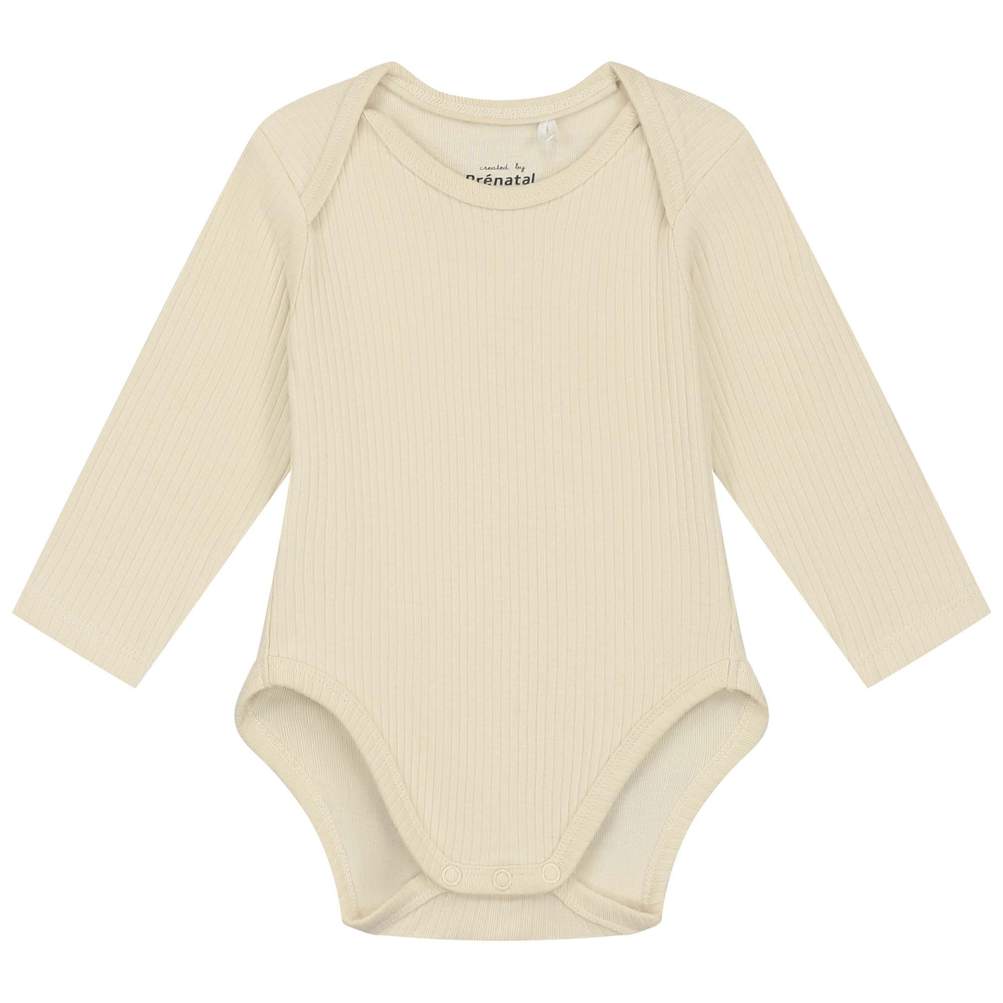 Prénatal romper rib lange mouwen effen beige