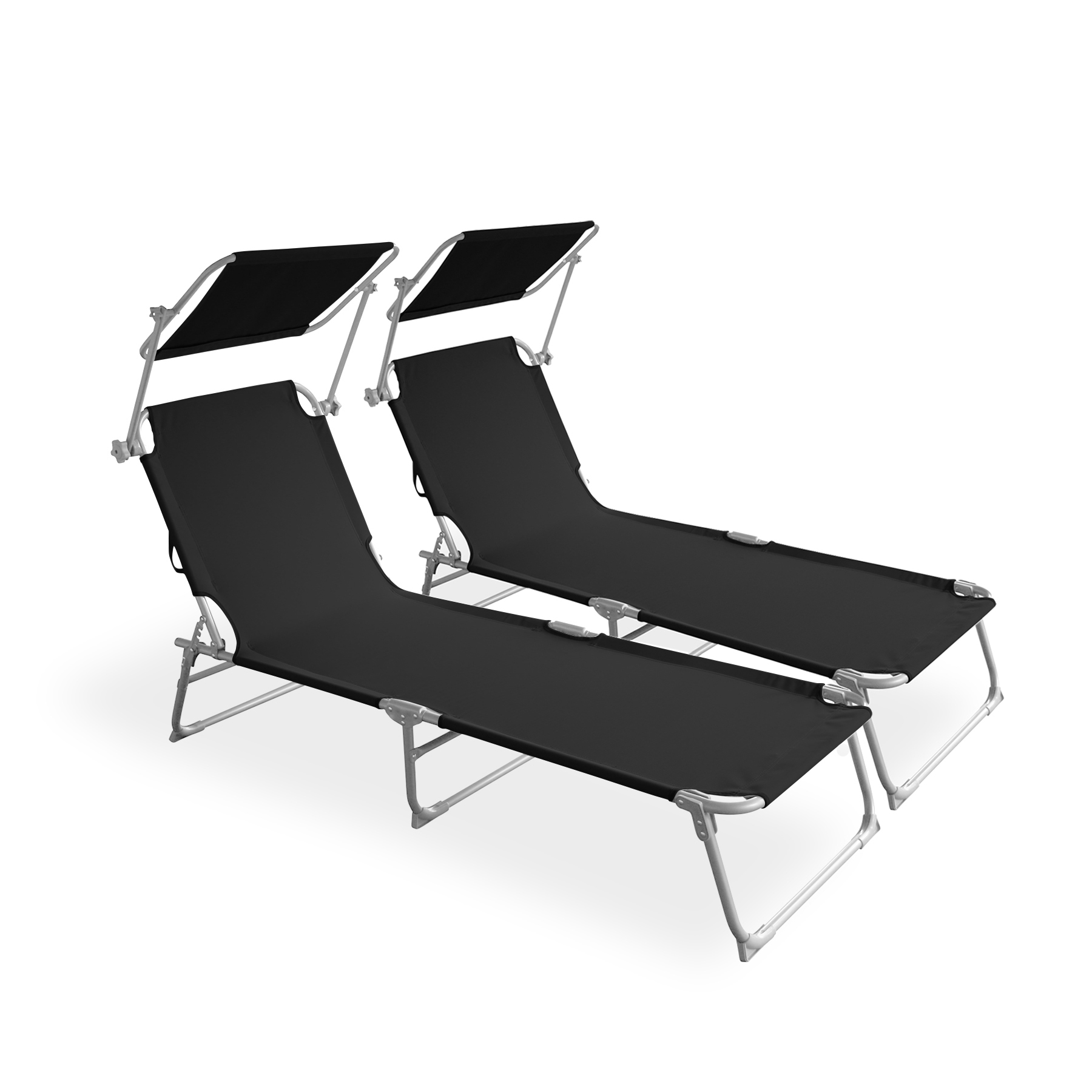 Liegestuhl LETTINO 2er Set schwarz