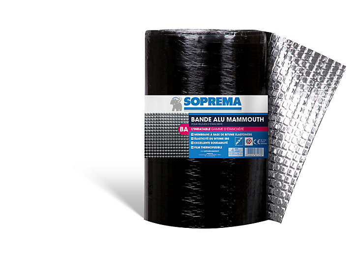 Bande d'étanchéité Mammouth Soprema aluminium 20cm x 8m, ép. 0.4mm