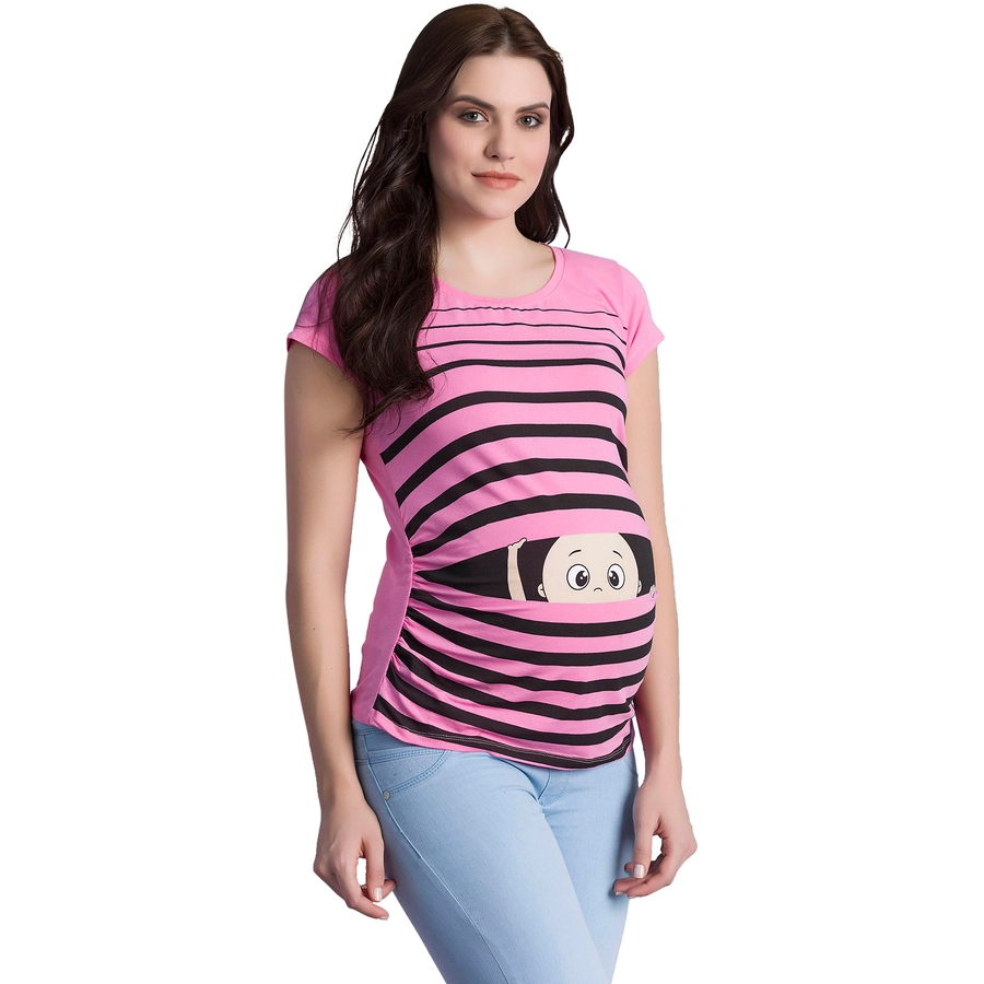 M.M.C. Umstandsshirt Guck Guck mit Motiv Rosa