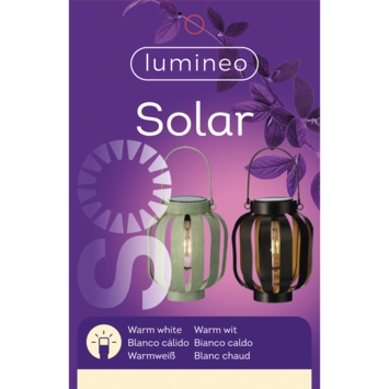 Solar tuinlantaarn metaal in zwart en groen, per stuk.